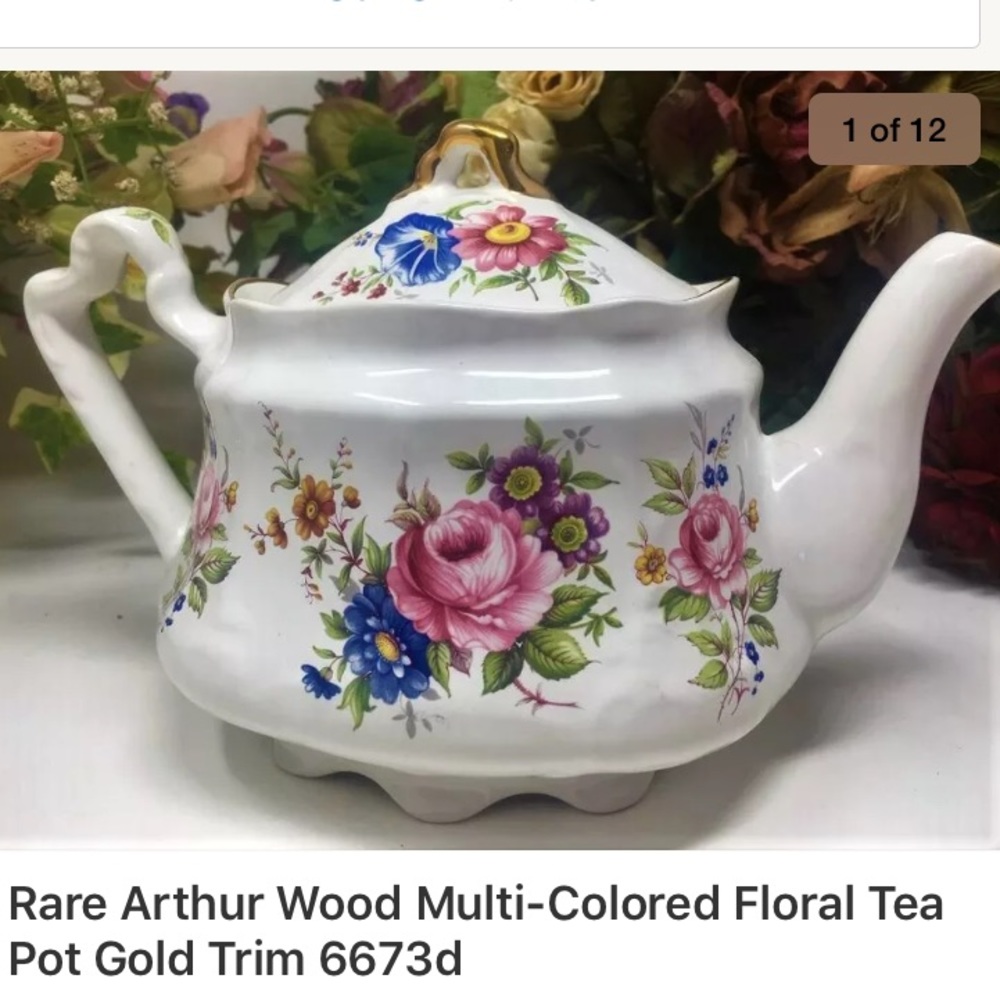 Rare Arthur Wood Multi-Colored Floral Teapot 6673d